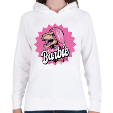 PRINTFASHION Dínó Barbie - Női kapucnis pulóver - Fehér női pulóver, kardigán