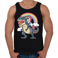 PRINTFASHION Dínó és szivárvány póni lovas - Férfi atléta - Fekete atléta, trikó