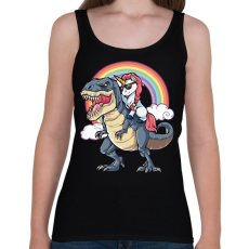 PRINTFASHION Dínó és szivárvány póni lovas - Női atléta - Fekete