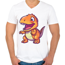 PRINTFASHION dino - Férfi V-nyakú póló - Fehér