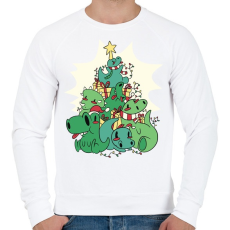 PRINTFASHION Dínó karácsonyfa - Férfi pulóver - Fehér