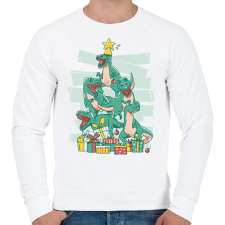PRINTFASHION Dínó karácsonyfa - Férfi pulóver - Fehér férfi pulóver, kardigán