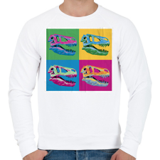 PRINTFASHION Dínó koponyák - Férfi pulóver - Fehér férfi pulóver, kardigán