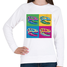 PRINTFASHION Dínó koponyák - Női pulóver - Fehér női pulóver, kardigán