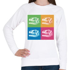 PRINTFASHION Dínó koponyák - Női pulóver - Fehér női pulóver, kardigán