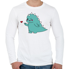 PRINTFASHION Dino love - fiú - Férfi hosszú ujjú póló - Fehér férfi póló