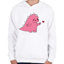 PRINTFASHION DIno love - lány - Gyerek kapucnis pulóver - Fehér gyerek pulóver, kardigán