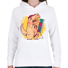 PRINTFASHION Dínó - Női kapucnis pulóver - Fehér