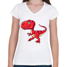 PRINTFASHION dino - Női V-nyakú póló - Fehér női póló