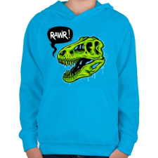 PRINTFASHION Dínó RAWR - Gyerek kapucnis pulóver - Azúrkék gyerek pulóver, kardigán