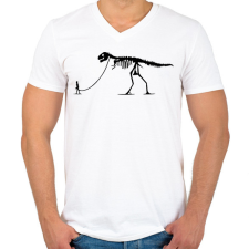 PRINTFASHION Dínó sétáltatás - Férfi V-nyakú póló - Fehér férfi póló