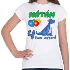 PRINTFASHION Dínó szülinap (egyedi névvel) - Női póló - Fehér