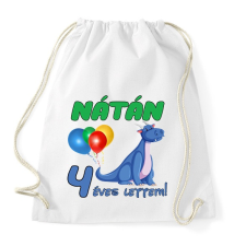 PRINTFASHION Dínó szülinap (egyedi névvel) - Sportzsák, Tornazsák - Fehér tornazsák
