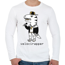 PRINTFASHION Dínó  veloci - rapper_ - Férfi hosszú ujjú póló - Fehér
