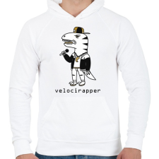 PRINTFASHION Dínó  veloci - rapper_ - Férfi kapucnis pulóver - Fehér férfi pulóver, kardigán