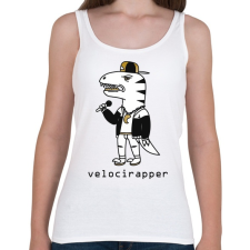 PRINTFASHION Dínó  veloci - rapper_ - Női atléta - Fehér női trikó