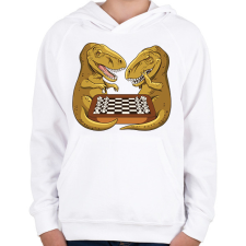 PRINTFASHION Dínók sakkoznak - Gyerek kapucnis pulóver - Fehér gyerek pulóver, kardigán