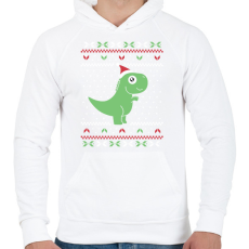 PRINTFASHION Dínós csúnya pulcsi - Férfi kapucnis pulóver - Fehér