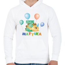 PRINTFASHION Dínós szülinap - Névvel, számmal - Férfi kapucnis pulóver - Fehér férfi pulóver, kardigán