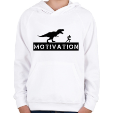 PRINTFASHION Dinosaur motivation - Gyerek kapucnis pulóver - Fehér