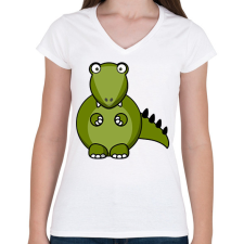 PRINTFASHION Dinoszaurusz - Női V-nyakú póló - Fehér női póló