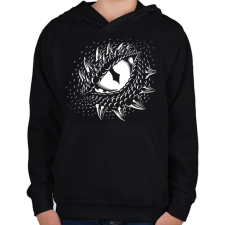 PRINTFASHION Dinoszaurusz/Sárkány szem - Fehér - Gyerek kapucnis pulóver - Fekete gyerek pulóver, kardigán