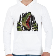 PRINTFASHION Dinoszaurusz - Tépett anyag - Férfi kapucnis pulóver - Fehér