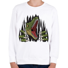 PRINTFASHION Dinoszaurusz - Tépett anyag - Gyerek pulóver - Fehér