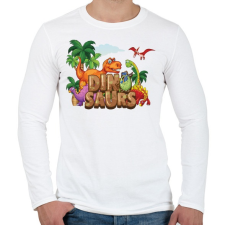 PRINTFASHION Dinoszauruszok - Férfi hosszú ujjú póló - Fehér férfi póló