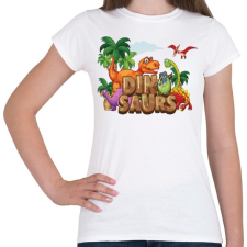 PRINTFASHION Dinoszauruszok - Női póló - Fehér női póló