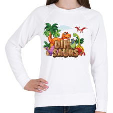PRINTFASHION Dinoszauruszok - Női pulóver - Fehér női pulóver, kardigán