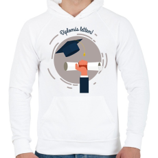 PRINTFASHION Diplomás lettem! - Férfi kapucnis pulóver - Fehér