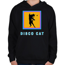 PRINTFASHION DISCO CAT - Gyerek kapucnis pulóver - Fekete gyerek pulóver, kardigán