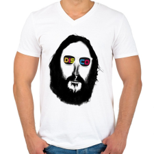 PRINTFASHION disco - Férfi V-nyakú póló - Fehér férfi póló