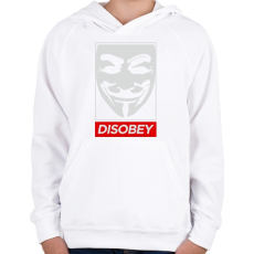 PRINTFASHION Disobey - Gyerek kapucnis pulóver - Fehér