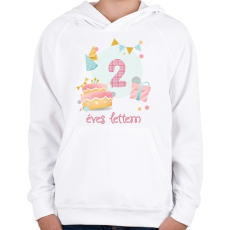 PRINTFASHION Díszes szülinapi minta - Gyerek kapucnis pulóver - Fehér