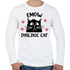 PRINTFASHION Diszlexiás cica - Férfi hosszú ujjú póló - Fehér férfi póló