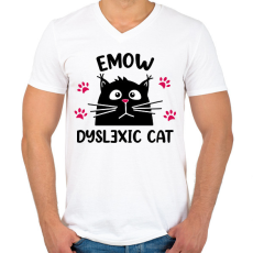 PRINTFASHION Diszlexiás cica - Férfi V-nyakú póló - Fehér