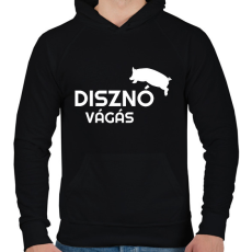 PRINTFASHION Disznóvágás - fehér - Férfi kapucnis pulóver - Fekete