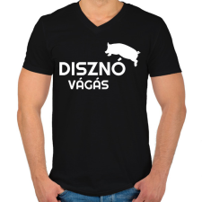 PRINTFASHION Disznóvágás - fehér - Férfi V-nyakú póló - Fekete férfi póló