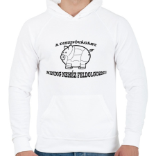 PRINTFASHION Disznóvágás - Férfi kapucnis pulóver - Fehér férfi pulóver, kardigán