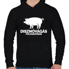 PRINTFASHION Disznóvágás folyamatban - Férfi kapucnis pulóver - Fekete férfi pulóver, kardigán