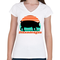PRINTFASHION Disznóvágás - Női V-nyakú póló - Fehér