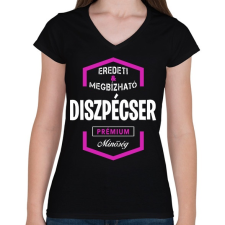 PRINTFASHION Diszpécser prémium minőség - Női V-nyakú póló - Fekete női póló