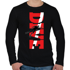 PRINTFASHION Dive - Búváros, piros,fehér - Férfi hosszú ujjú póló - Fekete férfi póló
