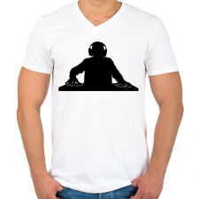PRINTFASHION Dj - Férfi V-nyakú póló - Fehér férfi póló