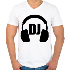 PRINTFASHION Dj - Férfi V-nyakú póló - Fehér férfi póló