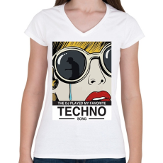 PRINTFASHION DJ lejátszotta a kedvenc számom - Női V-nyakú póló - Fehér