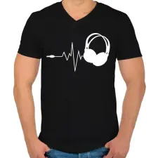 PRINTFASHION DJ love - Férfi V-nyakú póló - Fekete férfi póló