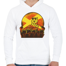 PRINTFASHION DJ macska - Férfi kapucnis pulóver - Fehér férfi pulóver, kardigán